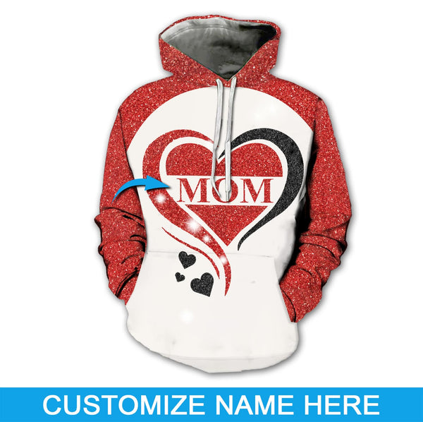 Mom Red Heart Custom Name 3D All Over Print | For Men & Women | Adult | CN146-BehighStyle