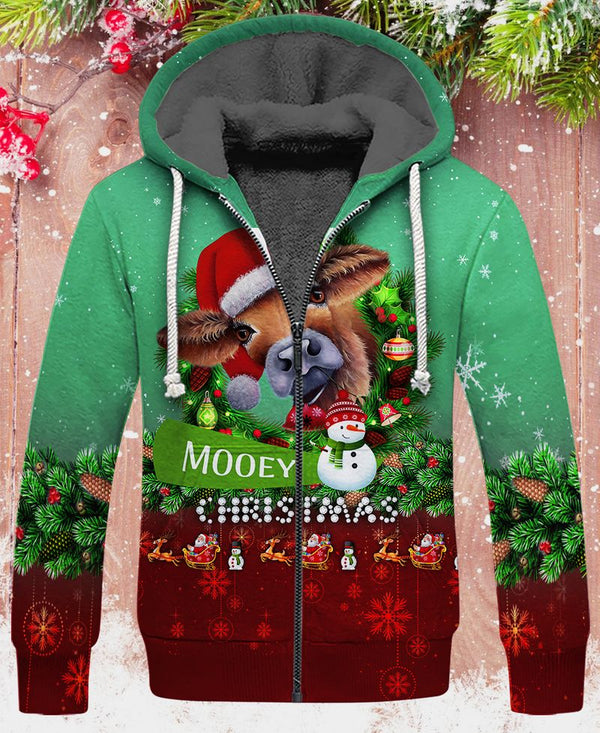 Mooey Christmas Fleece Zip Hoodie All Over Print | FZ219