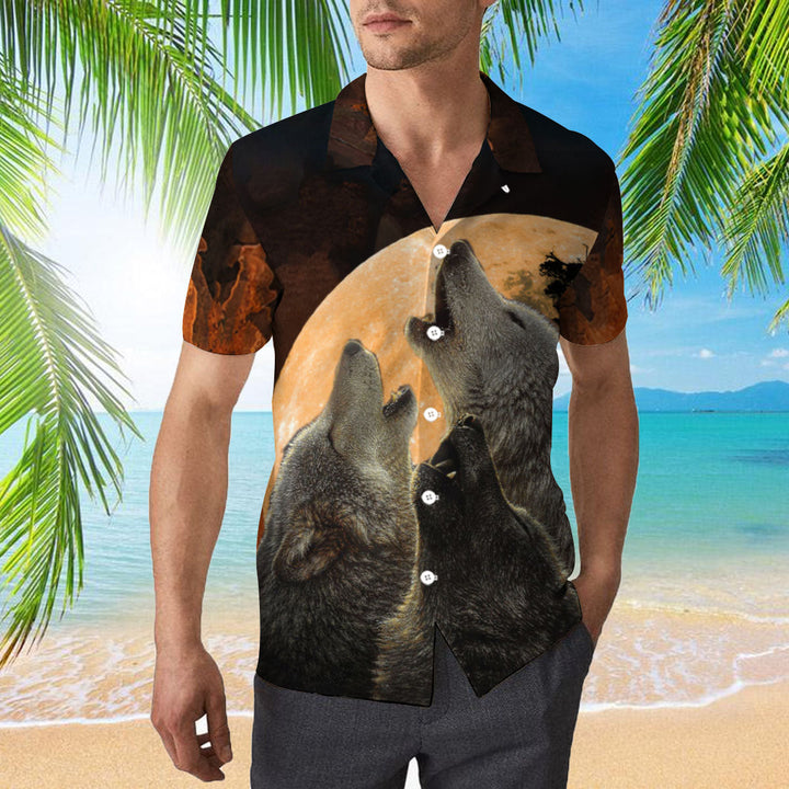 Moon Wolf Hawaiian Shirt | For Men & Women | HW1855-BehighStyle