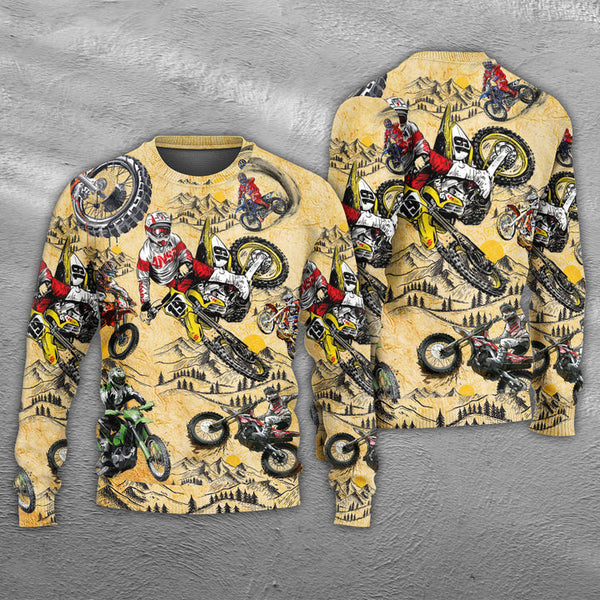 Motocross Lover Motorcycle Biker Vintage Art Ugly Christmas Sweater | Adult | US2355