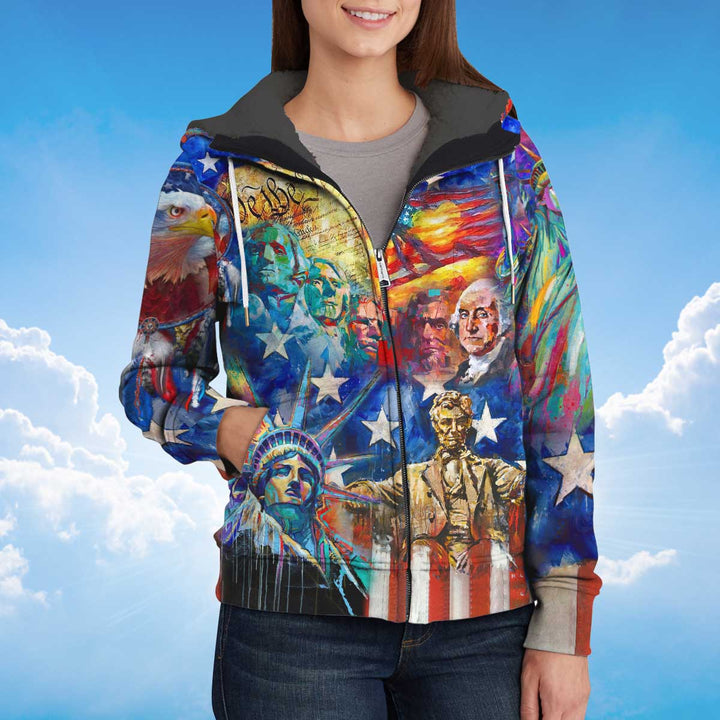 Mount Rushmore Statue Of Liberty American Patriot Fleece Zip Hoodie All Over Print | For Men & Women | FZ151-BehighStyle