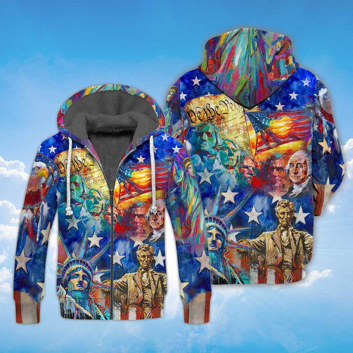 Mount Rushmore Statue Of Liberty American Patriot Fleece Zip Hoodie All Over Print | For Men & Women | FZ151-BehighStyle