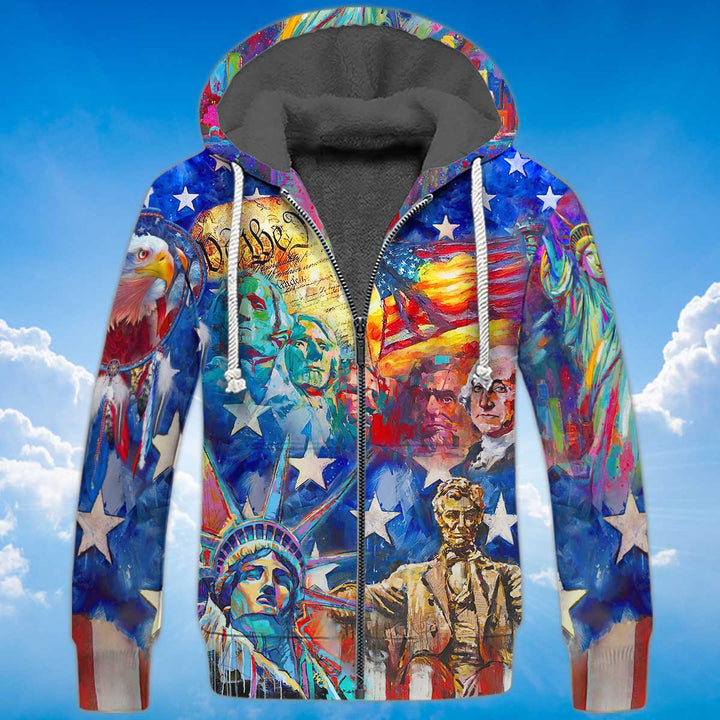 Mount Rushmore Statue Of Liberty American Patriot Fleece Zip Hoodie All Over Print | For Men & Women | FZ151-BehighStyle