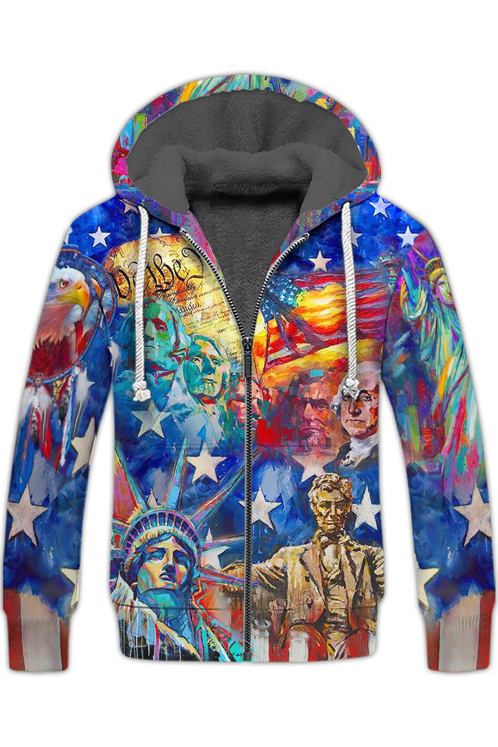 Mount Rushmore Statue Of Liberty American Patriot Fleece Zip Hoodie All Over Print | For Men & Women | FZ151-BehighStyle