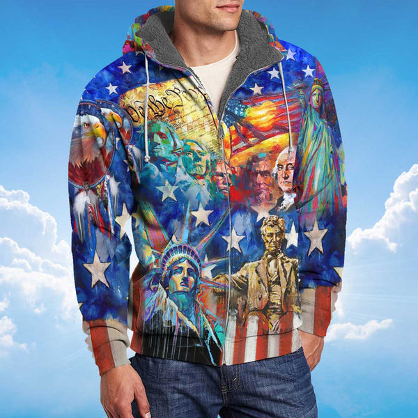 Mount Rushmore Statue Of Liberty American Patriot Fleece Zip Hoodie All Over Print | For Men & Women | FZ151-BehighStyle