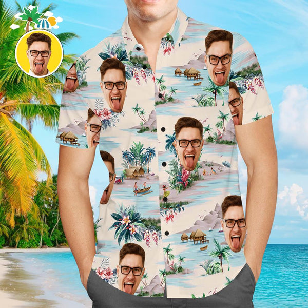 Mountains And Rivers Aloha Beach Custom Photo Hawaiian Shirt | P171