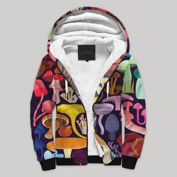 Mushroom Colorful Fleece Zip Hoodie All Over Print | FZ735