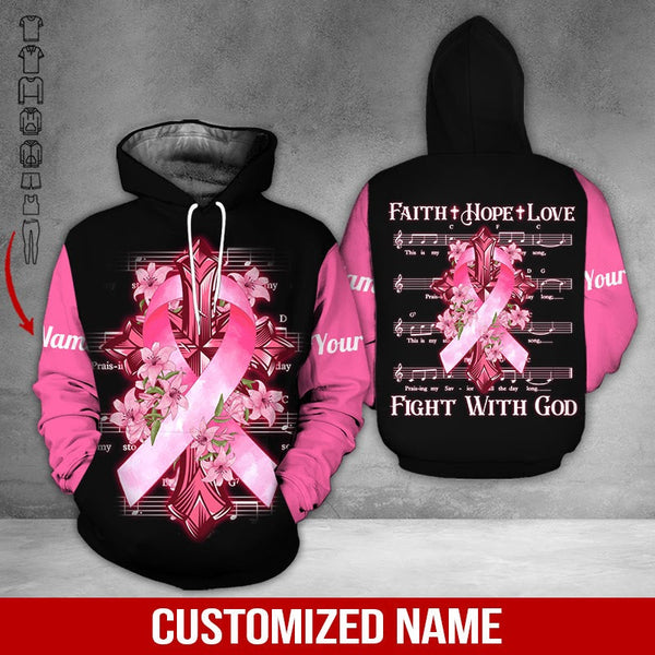 Music Breast Cancer Awareness Custom Name 3D All Over Print | Adult | CN307