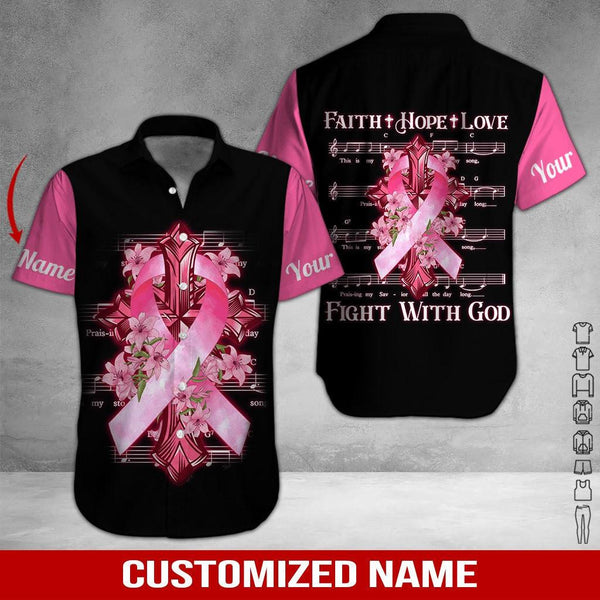 Music Breast Cancer Awareness Custom Name Hawaiian Shirt | HN735