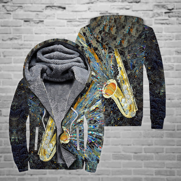 Music Rock Saxophone Fleece Zip Hoodie All Over Print | FZ312