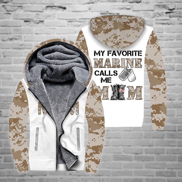 My Favorite Marine Calls Me Mom Fleece Zip Hoodie All Over Print | FZ175