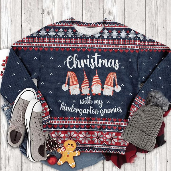 My Kindergarten Gnomies Teacher Ugly Christmas Sweater | For Men & Women | Adult | US1238-BehighStyle