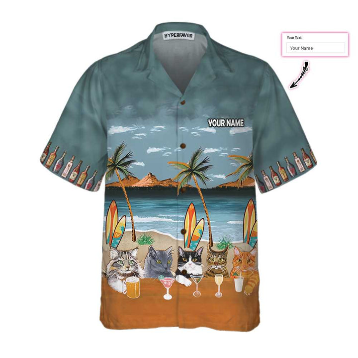 Nacht Drinking Team Cat Beer Alcohol Custom Name Hawaiian Shirt | For Men & Women | HN361-BehighStyle