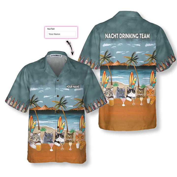 Nacht Drinking Team Cat Beer Alcohol Custom Name Hawaiian Shirt | For Men & Women | HN361-BehighStyle