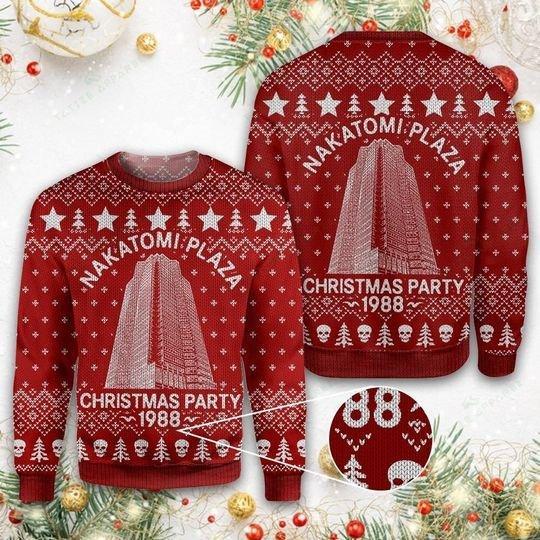 Nakatomi Plaza Ugly Sweater, Christmas Party 1988 Ugly Red Sweater For Men & Women, Perfect Gift For Christmas, Friends, Family