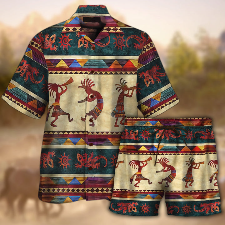 Native American Colorful Hawaiian Shirt Set | For Men & Women | HS119-BehighStyle