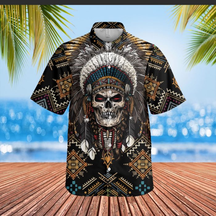 Native American Indian Chief Skull Hawaiian Shirt | For Men & Women | HW1289-BehighStyle