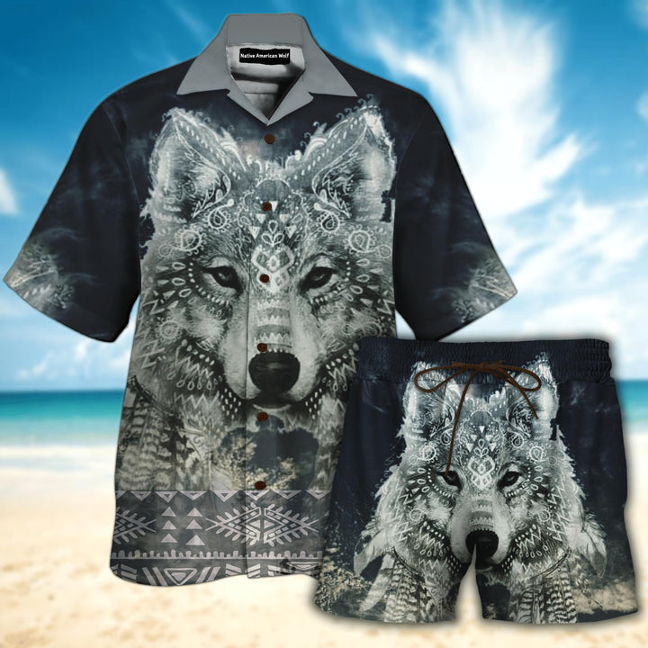 Native American Wolf Hawaiian Shirt Set | For Men & Women | HS120-BehighStyle