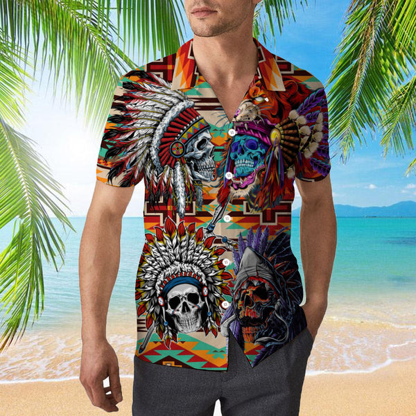 Native Skull Hawaiian Shirt | For Men & Women | HW1885-BehighStyle