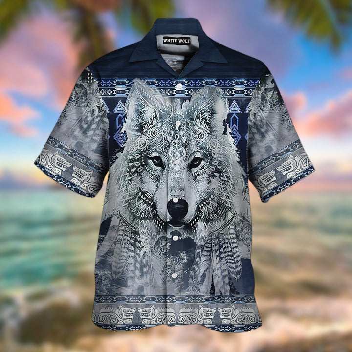 Native White Wolf Hawaiian Shirt | For Men & Women | HW1617-BehighStyle