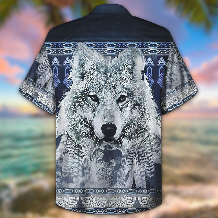 Native White Wolf Hawaiian Shirt | For Men & Women | HW1617-BehighStyle