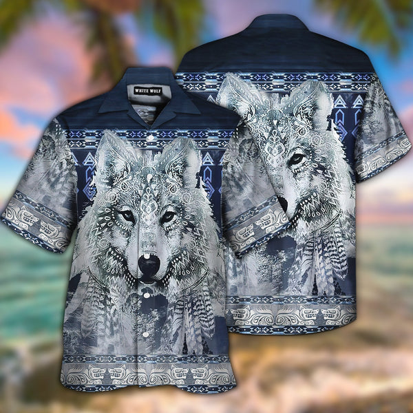 Native White Wolf Hawaiian Shirt | For Men & Women | HW1617-BehighStyle