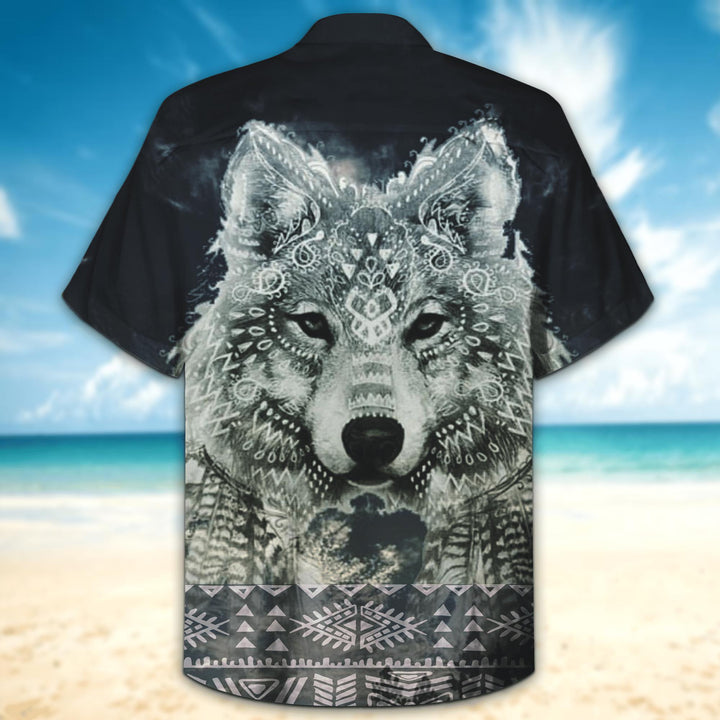 Native Wolf Hawaiian Shirt | For Men & Women | HW1595-BehighStyle