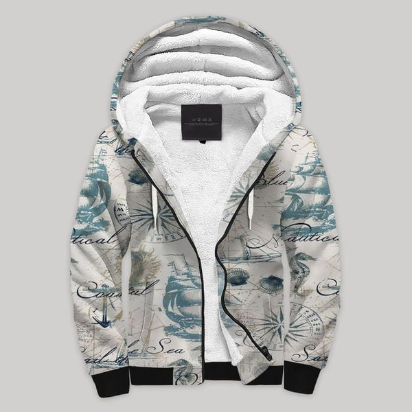 Nautical Blanket Fleece Zip Hoodie All Over Print | FZ768