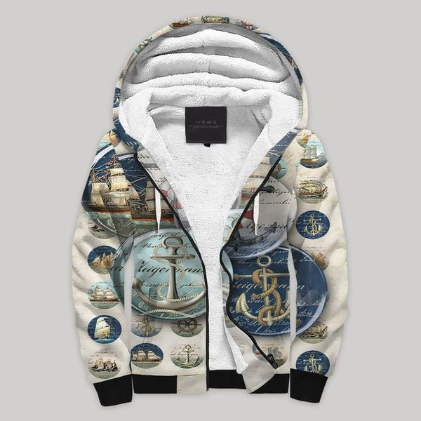 Nautical Fleece Zip Hoodie All Over Print | FZ862