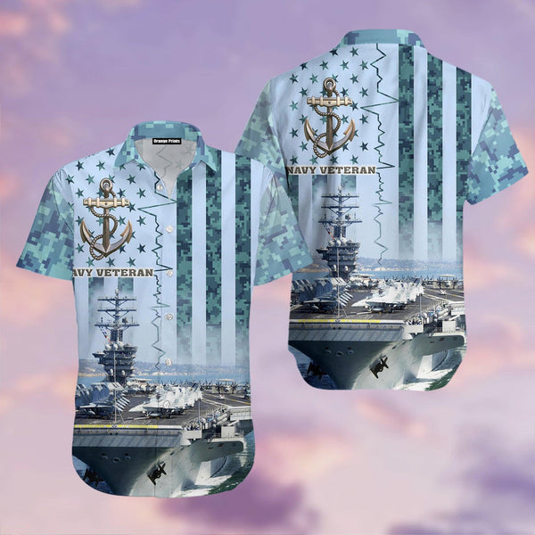Navy Veteran Hawaiian Shirt | HW3244