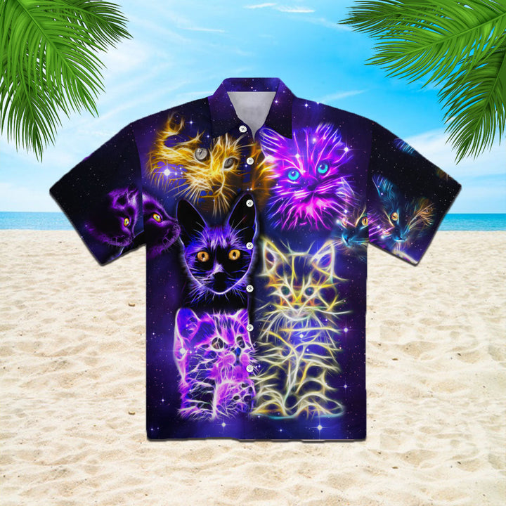 Neon Cat Hawaiian Shirt | For Men & Women | HW2087-BehighStyle