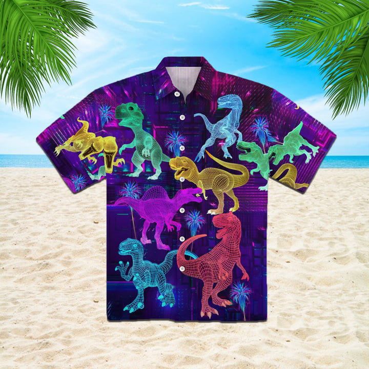 Neon Glowing Dinosaur Tyannassurus Hawaiian Shirt | For Men & Women | HW1158-BehighStyle