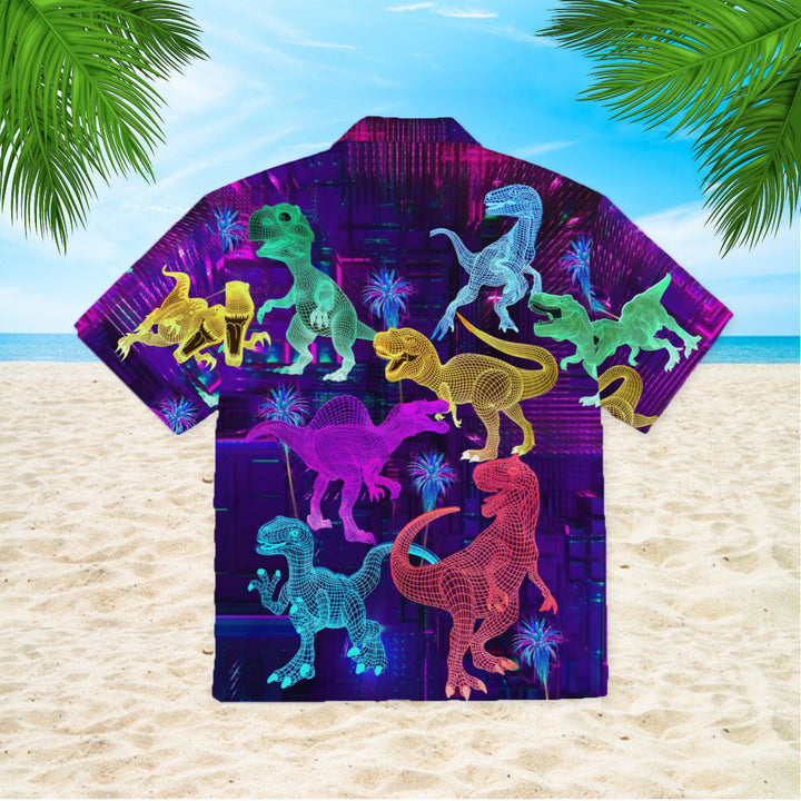 Neon Glowing Dinosaur Tyannassurus Hawaiian Shirt | For Men & Women | HW1158-BehighStyle