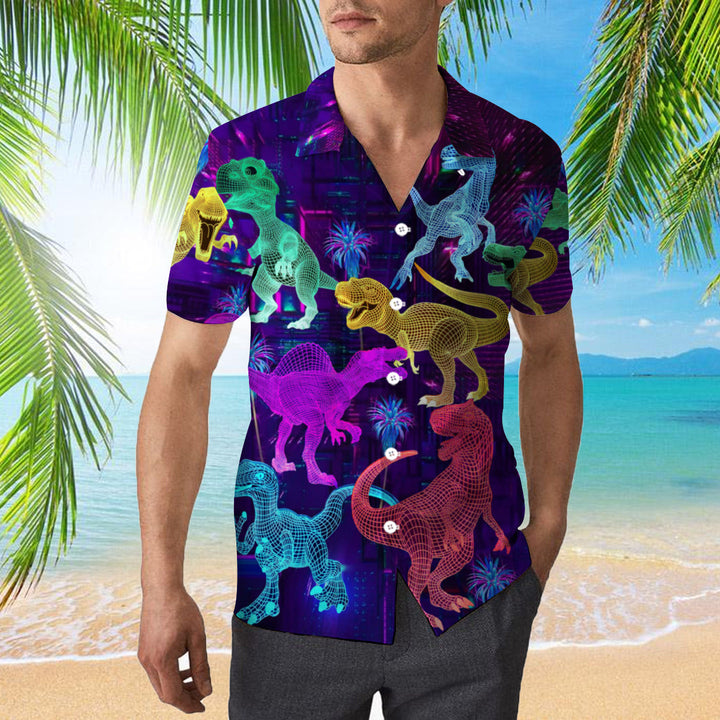 Neon Glowing Dinosaur Tyannassurus Hawaiian Shirt | For Men & Women | HW1158-BehighStyle