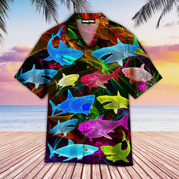 Neon Glowing Shark Hawaiian Shirt | For Men & Women | WT9022-BehighStyle