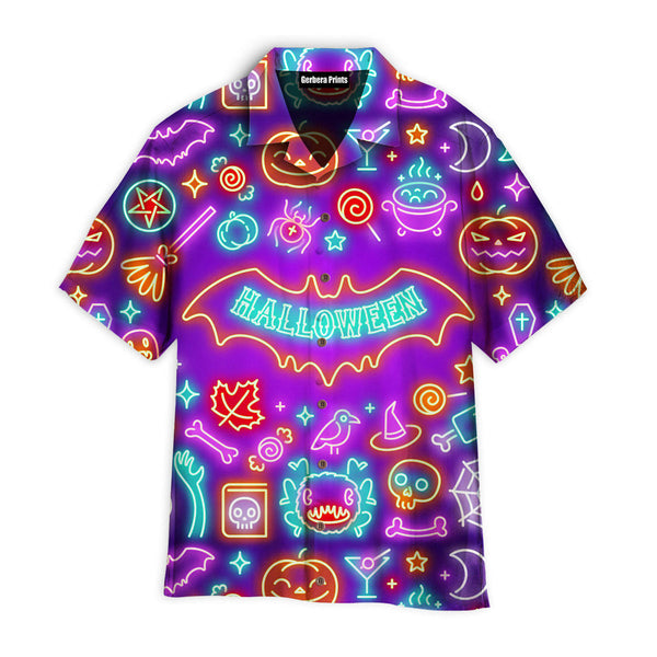 Neon Halloween Night Pattern Aloha Hawaiian Shirts For Men & For Women | WT7409