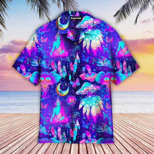 Neon Trippy Hippie Mushrooms Aloha Hawaiian Shirt | For Men & Women | HW657-BehighStyle