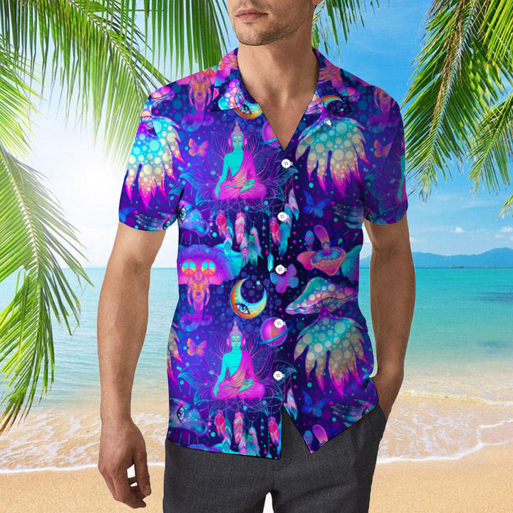 Neon Trippy Hippie Mushrooms Hawaiian Shirt | For Men & Women | HW398-BehighStyle