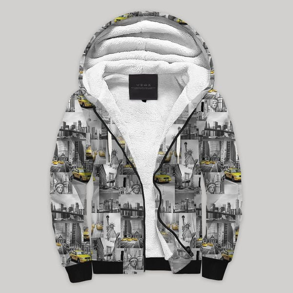 New York Blanket Fleece Zip Hoodie All Over Print | FZ916