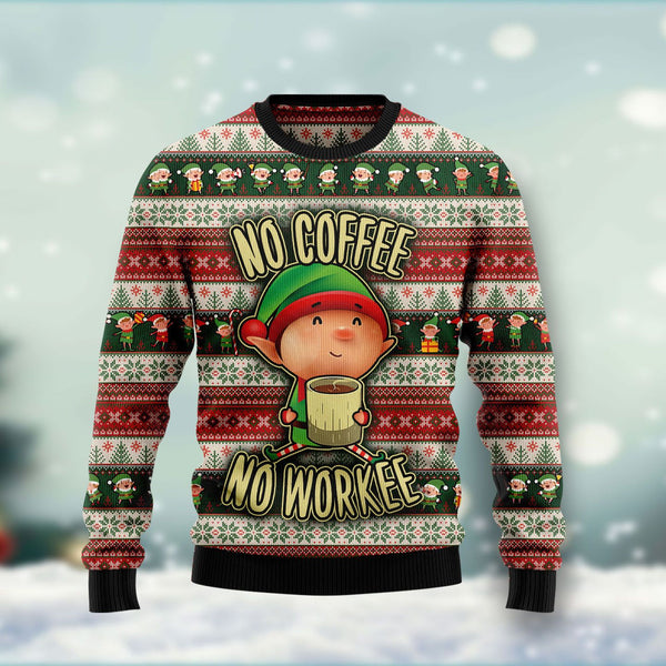 No Coffee No Workee Ugly Christmas Sweater | For Men & Women | Adult | US1619-BehighStyle