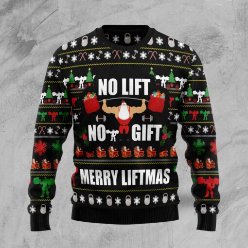 No Lift No Gift Merry Liftmas Ugly Christmas Sweater | Adult | US1719