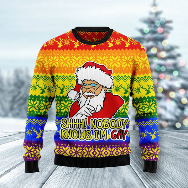 Nobody Knows I’m Gay Ugly Christmas Sweater | Adult | US1866