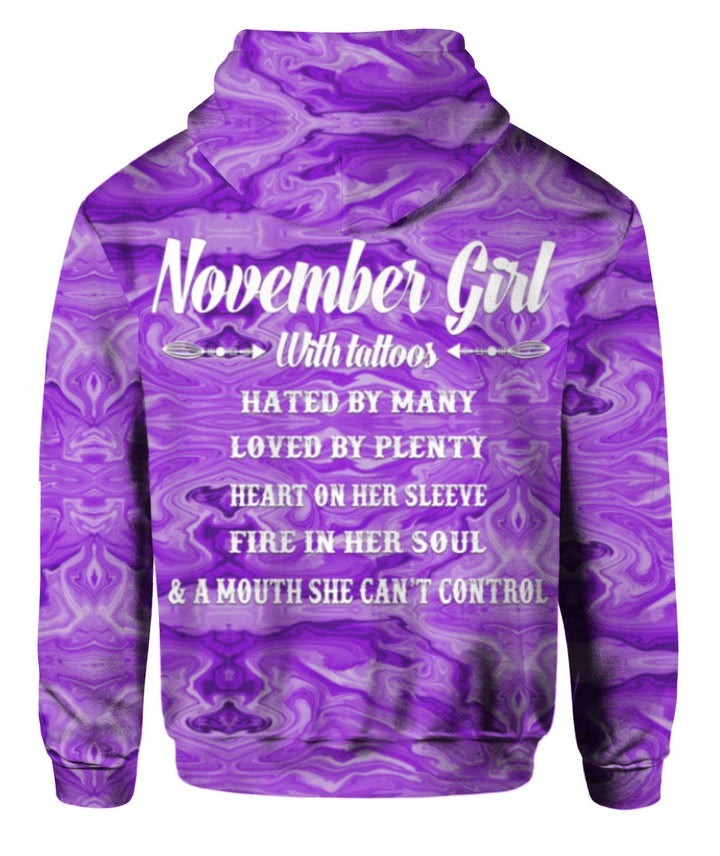 November Girl With Tattoos 3D All Over Print | For Men & Women | Adult | HP988-BehighStyle