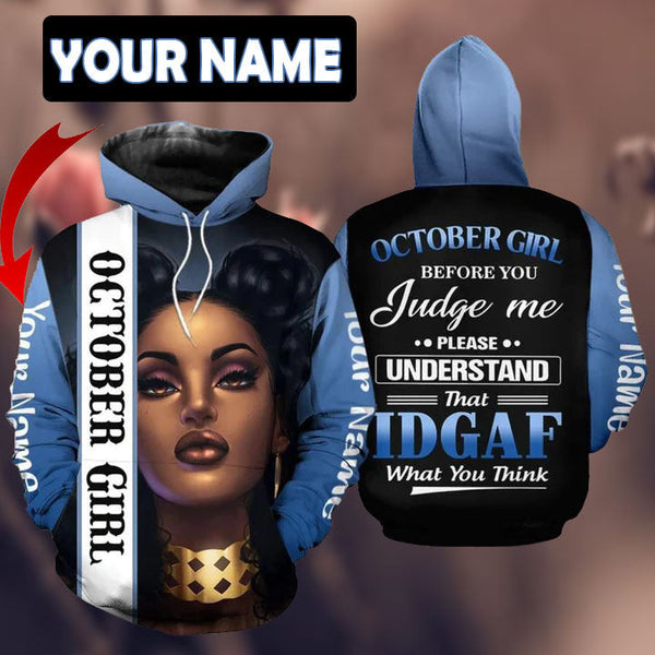 October Black Girl Custom Name 3D All Over Print | Adult | CN308