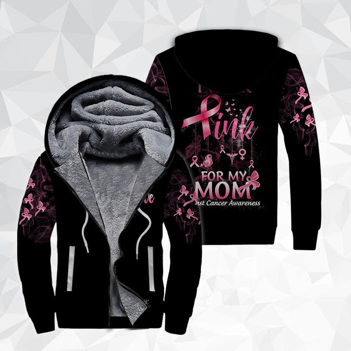 October Pink For Girl Woman Breast I Wear Pink For My Mom Fleece Zip Hoodie All Over Print | For Men & Women | FZ172-BehighStyle