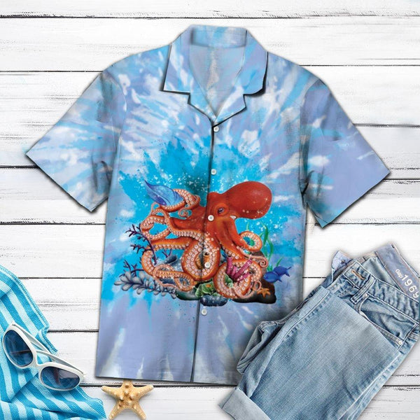 Octopus Blue Tie Dye Hawaiian Shirt | For Men & Women | HW1501-BehighStyle