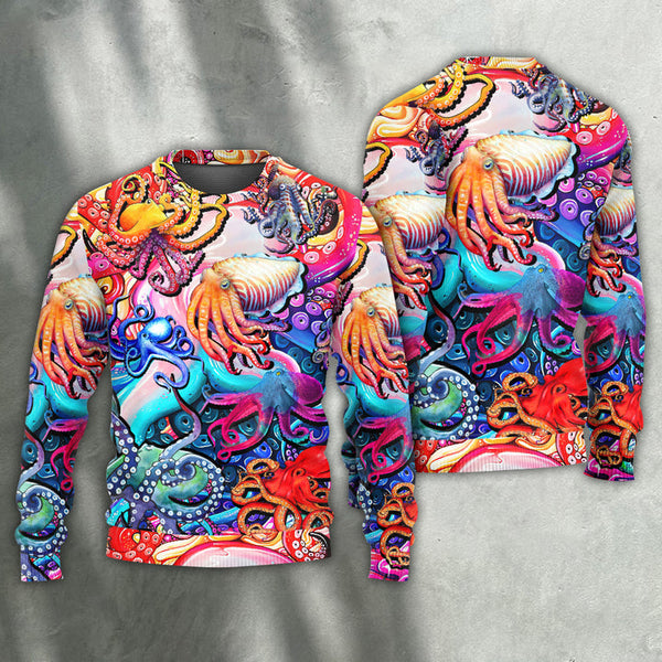Octopus Colorful Lover Art Style Ugly Christmas Sweater | Adult | US2427
