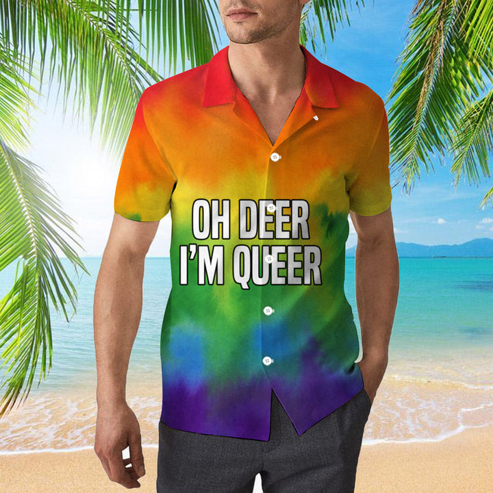 Oh Deer Im Queer I LGBT Rainbow I Gay Pride Hawaiian Shirt | For Men & Women | HW323-BehighStyle