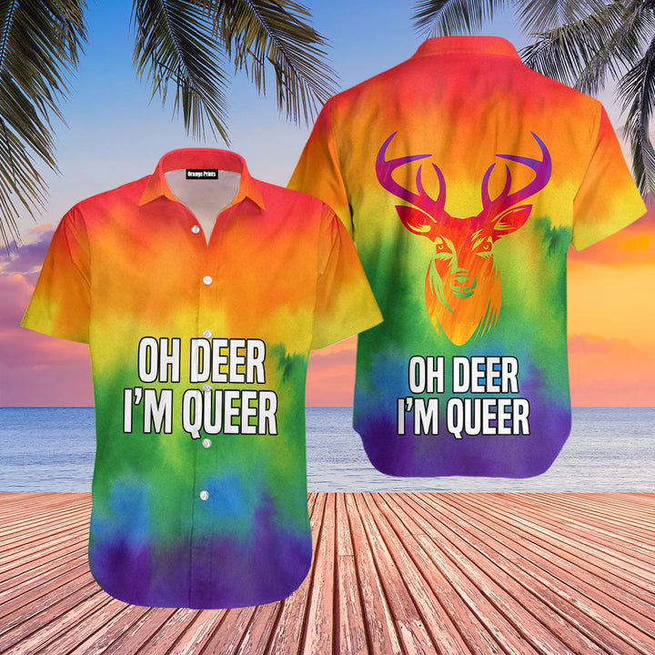 Oh Deer I'm Queer I LGBT Rainbow I Gay Pride Hawaiian Shirt | For Men & Women | WT2093-BehighStyle