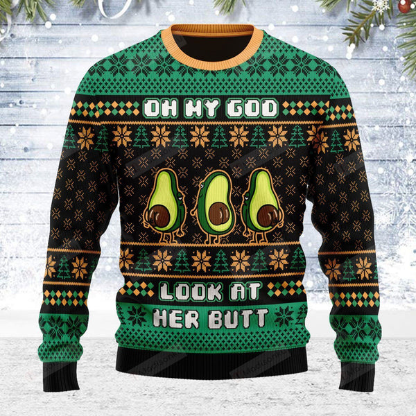 Oh My God Look At Her Butt Ugly Christmas Sweater | Adult | US2375